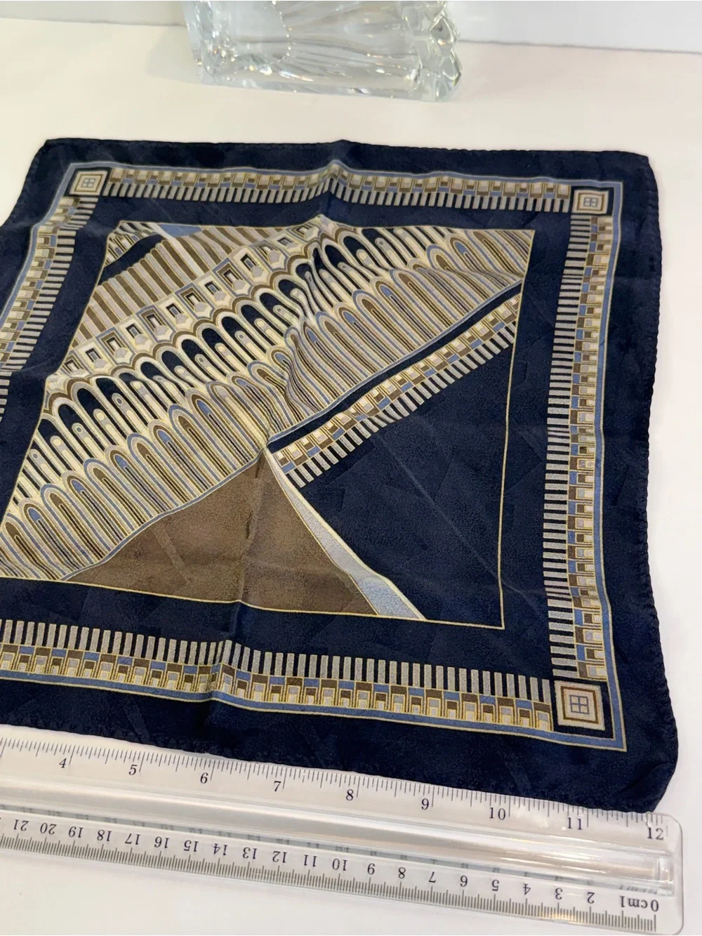💙 Vintage Geometric Silk Pocket Square Handkerchief 12” x 12” 💙